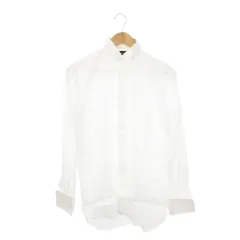 セルッティ CERRUTI 1881 ドレスシャツ ワイシャツ ウイングカラー ダブルカフス 比翼 地模様 フォーマル 14.5/37 S 白 ホワイト /MN19 ■GY18