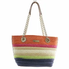 ケイトスペード KATE SPADE トートバッグ かごバッグ ワンショルダー チェーン ロゴプレート ゴールド金具 マルチカラー PXRU4019 /XZ ■GY18