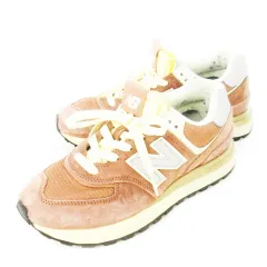 ニューバランス NEW BALANCE D 574 スニーカー レースアップ スエード ロゴ 23.5cm ピンク U574LGMS /CK3 ■GY19