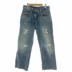 グッチ GUCCI デニムパンツ ジーンズ ジーパン Gパンストレート ボタンフライ ダメージ加工 カットオフ 26 インディゴブルー 709597 XDB3P /MP ■GY19