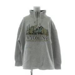 ニコアンド Niko and.. トレーナー スウェット L グレー 長袖 プリント ハーフジップ トップス /PP ■GY61