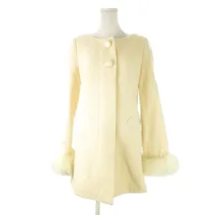 セシルマクビー CECIL McBEE コート M 白 アイボリー バニラ ノーカラー 長袖 袖口ファー /CK18 ■GY58