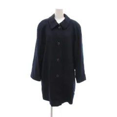 Khells 美品 ヴィンテージ コート ミドルハーフ丈 ウール カシミヤ 紺 ネイビー ラウンドカラー /NL ■GY58