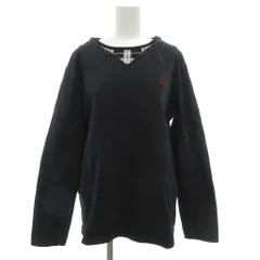 バーバリーブルーレーベル BURBERRY BLUE LABEL トレーナー スウェット チェック柄 馬上の騎士 刺繍 ロゴ L 黒 ブラック /JS ■GY53