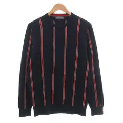 トミーヒルフィガー TOMMY HILFIGER ニット トレーナー プルオーバー ストライプ M 紺 ネイビー 赤 レッド /JS ■GY53