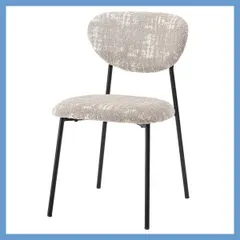 （２脚セット）レトロモダンな模様（ファブリック座面・背もたれ）のダイニングチェア（スリムブラックスチール脚）「W45.5×D56×H78×SH47cm」（アームレス）No.267／ライトグレー