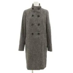 N.Natural Beauty Basic N.ナチュラルビューティーベーシック スタンドカラーコート ツイード ダブル M 白 ホワイト 黒 ブラック /JS ■GY58