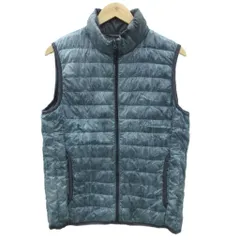 ユニクロ UNIQLO ダウンベスト ナイロン M 青 ブルー 前開き ジップアップ スタンドカラー ミドル丈 /YS17 ■GY58