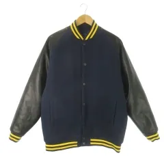 アーバンリサーチ URBAN RESEARCH ITEMS スタジャン ジャンパー ブルゾン 切替 合成皮革 ライン M 紺 ネイビー /CK3 ■GY60