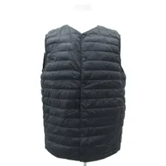 ユニクロ UNIQLO ウルトラライトダウン ダウンベスト XL 黒 ブラック Vネック ミドル丈 /HO16 ■GY61