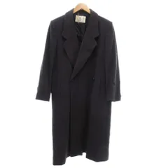 コンパーニョ COMPAGNO チェスターコート ウール 9R 紺 ネイビー 長袖 ダブルブレスト ノッチドラペル /YJ ■GY61