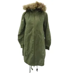 アースミュージック&エコロジー EARTH MUSIC & ECOLOGY モッズコート ミリタリーコート ロング丈 M カーキ ファー付きフード /SM25 ■GY58