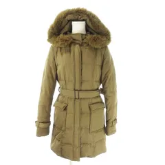 インディヴィ INDIVI ダウンコート 36 茶 ブラウン フォックスファーフード ベルト付き 長袖 127-97090 /AO3 ■GY58