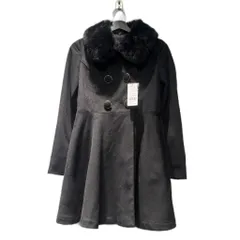 セシルマクビー CECIL McBEE タグ付き ファーカラーコート ミドル丈 M 黒 ブラック ■GY58