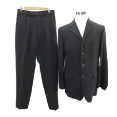 コムサデモードメン COMME CA DU MODE MEN フォーマルスーツ セットアップ 上下 テーラードジャケット ミドル丈 総裏地 シングルボタン ストライプ柄 スラックスパンツ ロング丈 3 チャコールグレー /SM1■GY61