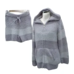 ジェラートピケ gelato pique ルームウェア セットアップ 上下 パーカー ジップアップ ミドル丈 ショートパンツ 短パン F ピンク ボーダー柄 /SM35 ■GY58