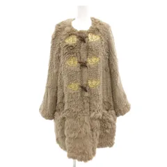 madam mina レッキスラビット ファーコート ラム切替 F グレージュ ノーカラー トグルボタン 134-1508 /UO ■GY59