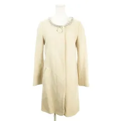 セシルマクビー CECIL McBEE Fabulous コート M アイボリ ノーカラー 長袖 ビジュー装飾 アンゴラ混 /MN31 ■GY61