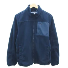 トミーヒルフィガー TOMMY HILFIGER フリースジャケット ミドル丈 M 紺 スタンドカラー ジップアップ /SY16 ■GY61