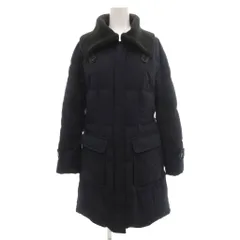 プラステ PLST ダウンコート 0 紺 ネイビー 黒 ブラック 無地 リブニット襟 長袖 /SX ■GY60