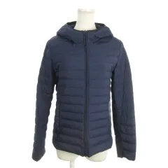 ユニクロ UNIQLO ダウンジャケット 上着 M 紺 ネイビー 無地 フード付き 長袖 /AO14 ■GY61