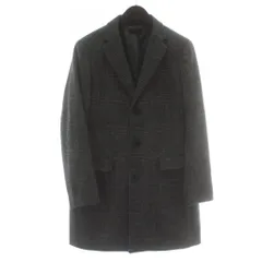 ユニクロ UNIQLO チェスターコート アウター ウール カシミヤ混 ミドル チェック柄 S グレー 黒 ブラック /XZ ■GY58