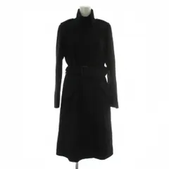 アマカ AMACA ロングコート アウター ウール アンゴラ混 38 黒 ブラック スタンドカラー エポレット 比翼ボタン ベルト付き UNC18-149-09 /XZ ■GY60