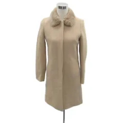 B&Y ユナイテッドアローズ BEAUTY&YOUTH ビューティー&ユース ノーカラーコート 2way ロング丈 S ベージュ ラビットファー 1625-199-3058 /SY9 ■GY58