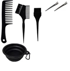 カップ ハケ ヘアクリップ コーム ヘアダイブラシ セルフ プロ用 毛染め カラーリング 5点セット 部品 白髪染め ヘアカラー A-KG