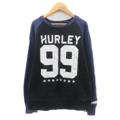 ハーレー Hurley トレーナー スウェット プルオーバー 裏起毛 プリント M 黒 ブラック 紺 ネイビー /YK37のサムネイル