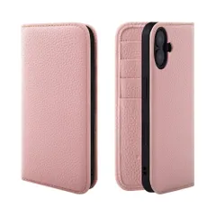 新品 HANATORA for iPhone 16Plus ケース 手帳型 本革 スマホケース スマホ スタンド コードホルダー 付き シュリンクカーフレザー マグネットなし ピンク PH-16Plus-Pink ギフト 誕生日 女性 男性 彼女 お母さん お