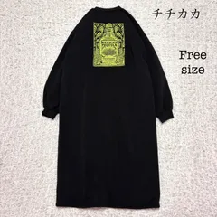 TITICACA チチカカ　スウェットワンピース　ロング　裏起毛　バックプリント　メキシカン　テキーラ　サボテン　ブラック