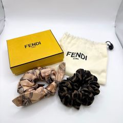 未使用品【FENDI】フェンディー　ズッカ柄F F柄シュシュヘアゴムアクセサリー 極美品□ FENDI フェンディ ズッカ柄 ズッキーノ シュシュ ヘアゴム 2