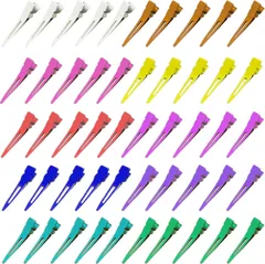 ワニ口クリップ 50本セット 前髪 散髪 プロ用 クリップ 美容業界 ヘアクリップ 髪留め ヘアピン ワニクリップ ダッカール ステンレス 前髪クリップ BetterJonny 4.5cm (カラー)