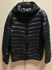 UNIQLO ブラック フード ダウン L / 実寸 110