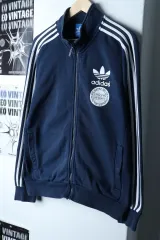 (M-L) アディダス ジップアップ ウィンドブレーカー アウター ジャケット 使用感 オリジナル -171D2