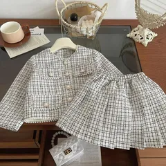 キッズ入学式スーツ2点セット小学校90 100 110 120 130 140卒園式チェック白ツイード女の子ホワイト【arc】