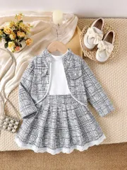 キッズ 入学式スーツ3点セット保育園ドレス90 100 110 120 130 140灰色グレー女の子フォーマル卒園式【arc】