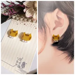 おしゃれ 茶トラ猫 ピアス イヤリング