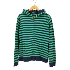 ポロバイラルフローレン Polo by RALPH LAUREN ポニー 刺繍 ボーダー ジップアップ パーカー メンズ  XL(18-20)