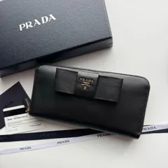 【美品】265 PRADA プラダ ラウンドファスナー 長財布 リボン