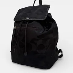 良品 COACH コーチ リュック ブラック シグネチャー ナイロン バックパック 黒 リュックサック レザー F30781
