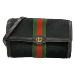 GUCCI(グッチ) ショルダーバッグ シェリーライン 黒×レッド×グリーン オールドグッチ レザー