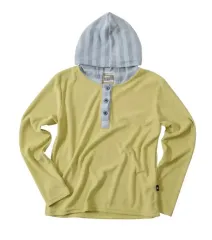 ユースバス ヘンリーネック フード付きTシャツ ライム色 m