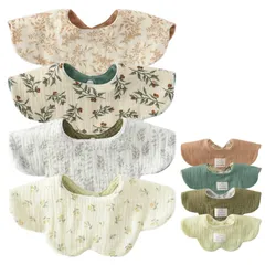 無地 新生児 お食事スタイ おしゃれ よだれかけ 男の子 女の子 花びら ベビーギフト 360度スタイ 赤ちゃん 6重ガーゼ 両面使える 出産祝い 4枚セット スタイ ベビー [GoUseGo]