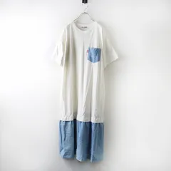 未使用 ロデオクラウンズワイドボウル RODEO CROWNS WIDE BOWL デニムドッキングマキシワンピース F＼ホワイト ロゴ【2400014783933】