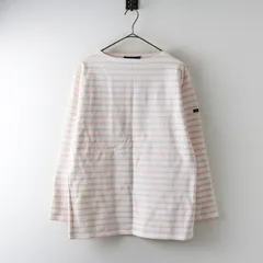 フランス製 セントジェームス SAINT JAMES ウェッソン ボーダー ボートネックバスクシャツ F4(M) ピンク×ホワイト┃【2400014798463】