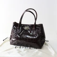 フルラ FURLA クロコ型押し ターンロック ハンドバッグ＼ボルドー レザー エナメル トートバッグ【2400014760460】