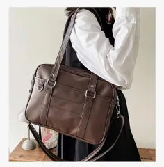 スクバ スクールバッグ 通学バッグ 合成皮革 ブラウン 茶色