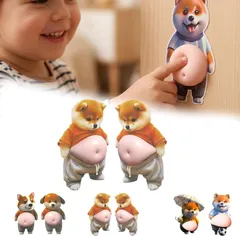 LQHZC 【2026新型】犬 シール 3D 柔らかいお腹 ぷにぷにシール かわいい 3D もっちりスクイーズ ステッカー シー ル帳 デコレーション 携帯電話飾り用 手帳用 日記帳用 用 手芸用品 ル (D)